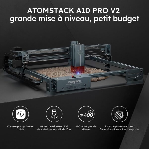 ATOMSTACK A40 PRO V2 Graveur Laser, 20W/40W – Haute Précision pour Gravure et Découpe Bois, Métal, Verre et Acrylique – Image 3