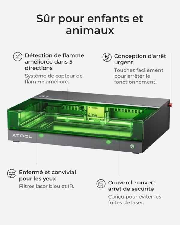 Graveur Laser xTool S1 40W – Kit de Luxe : Découpe et Gravure Haute Précision pour Bois, Métal et Verre – Image 2